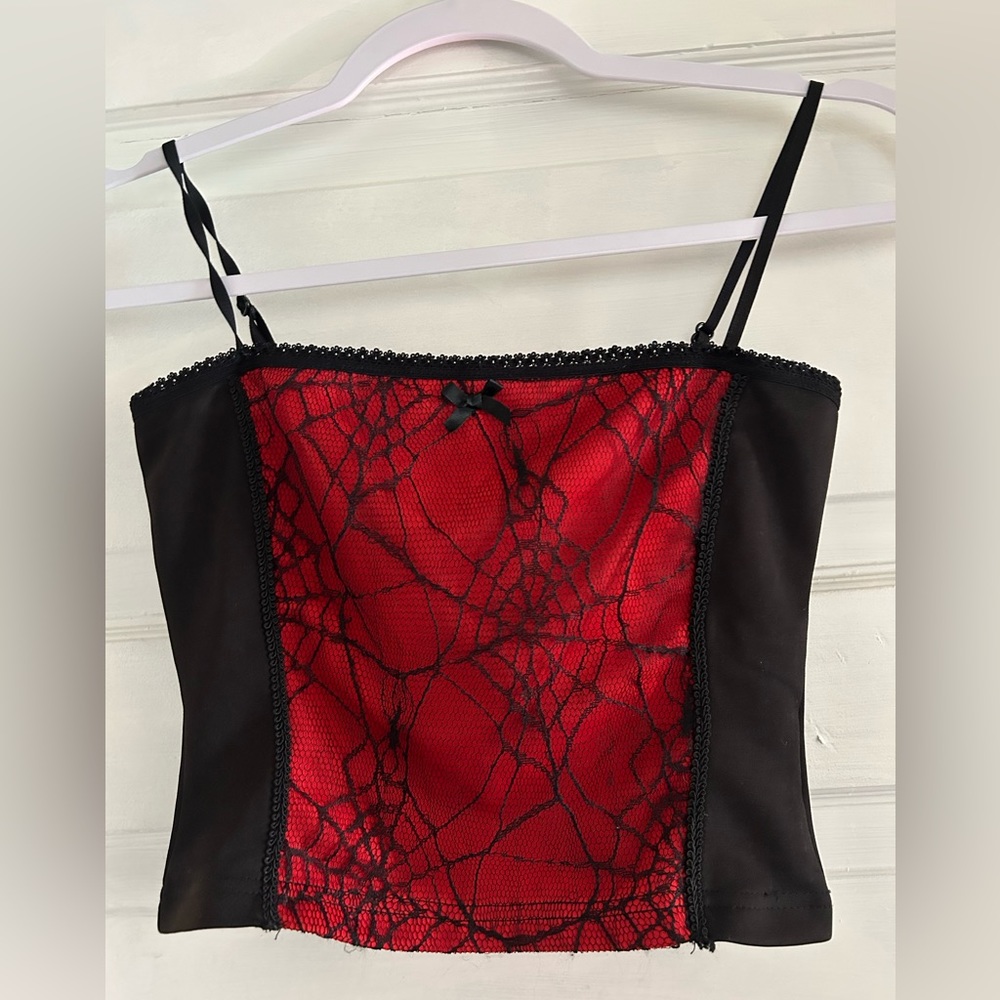 red and black crop top